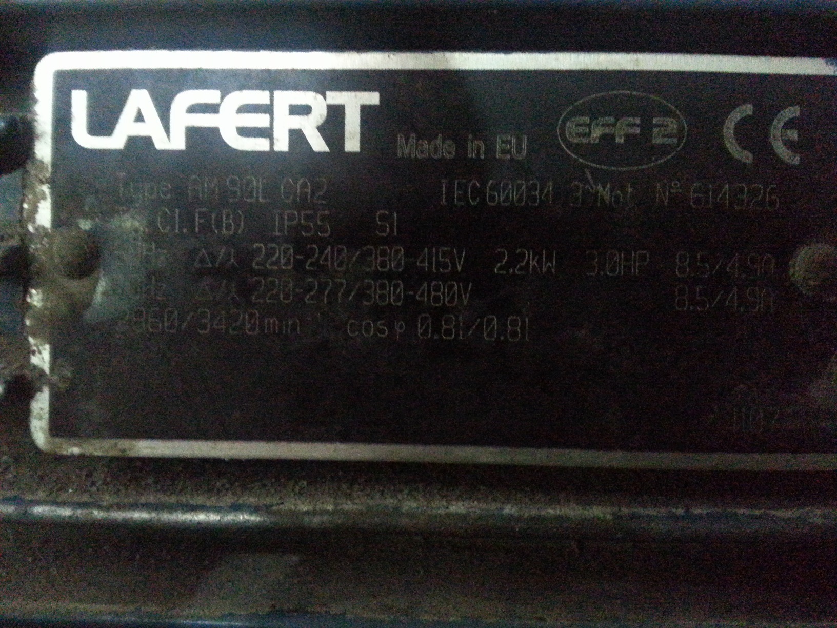 Type: AM90L CA2 IEC 60034 No: 614326 