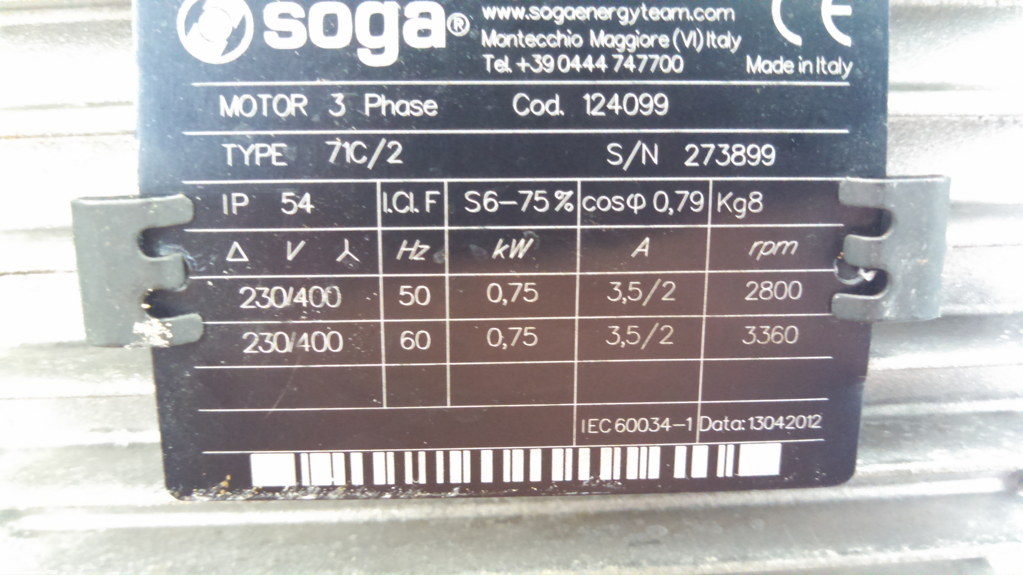 71C/2, SN:273899 old code / new code SOG124099