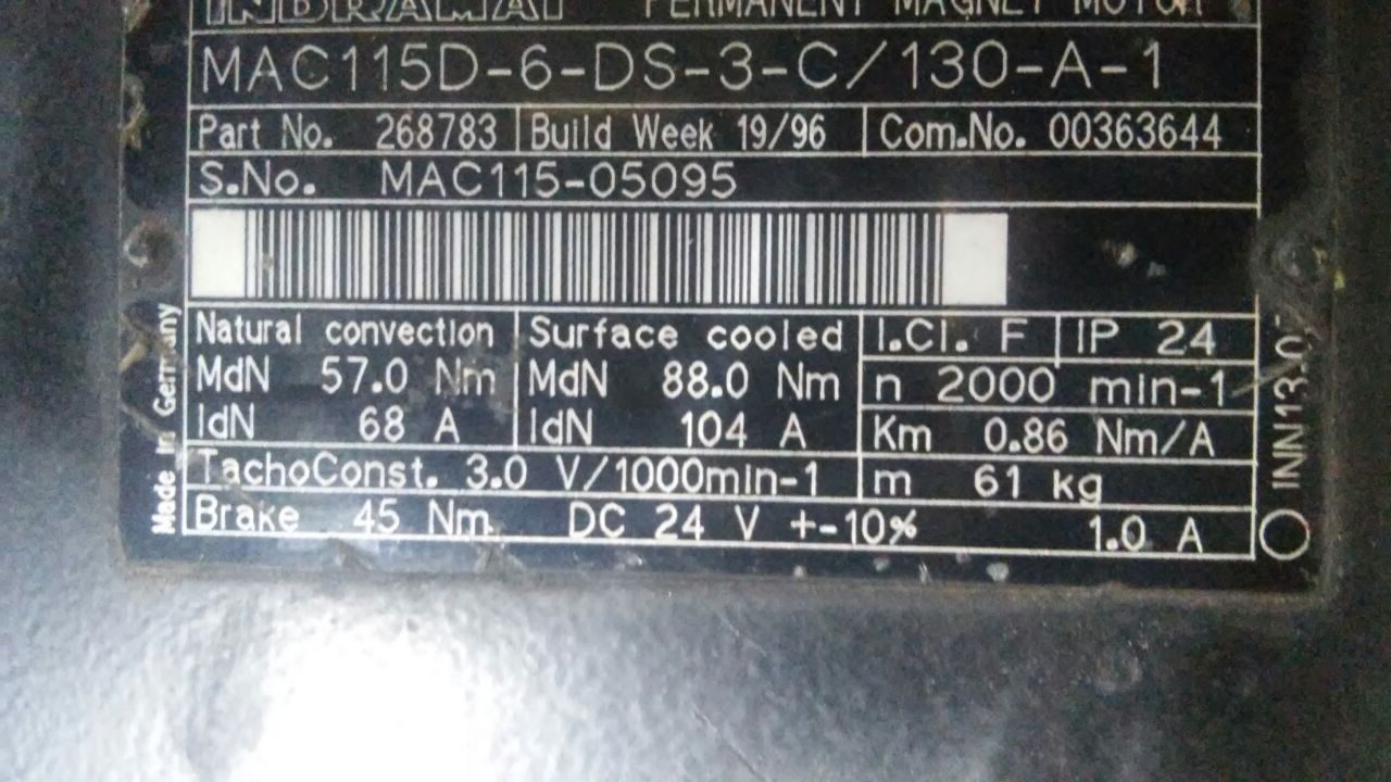 MAC115D-6-DS-3-C/130-A-1 SN: MAC115-05095  (Obsolete) 