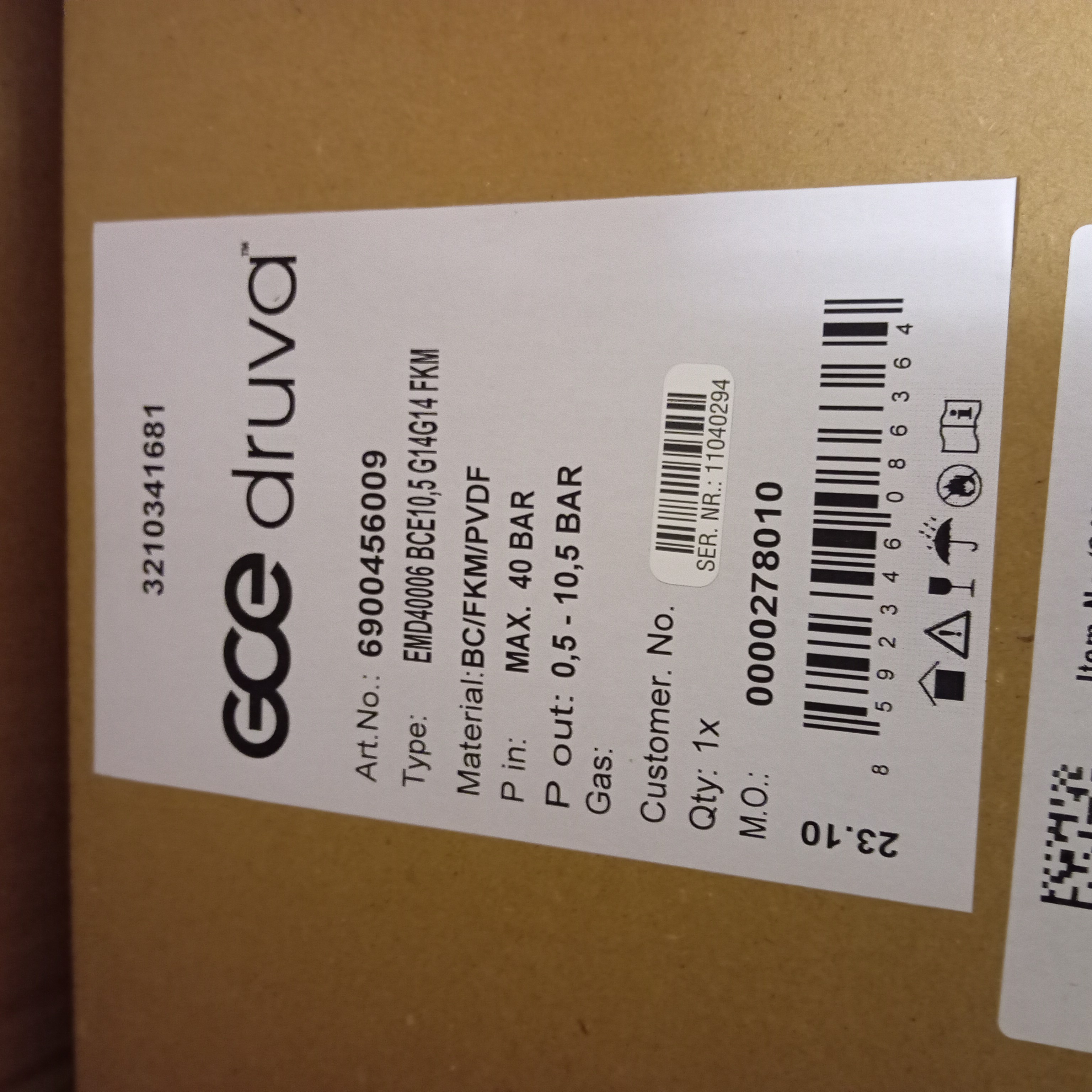 PN: 6900456009 / Type: EMD40006 BCE10,5 G14G14