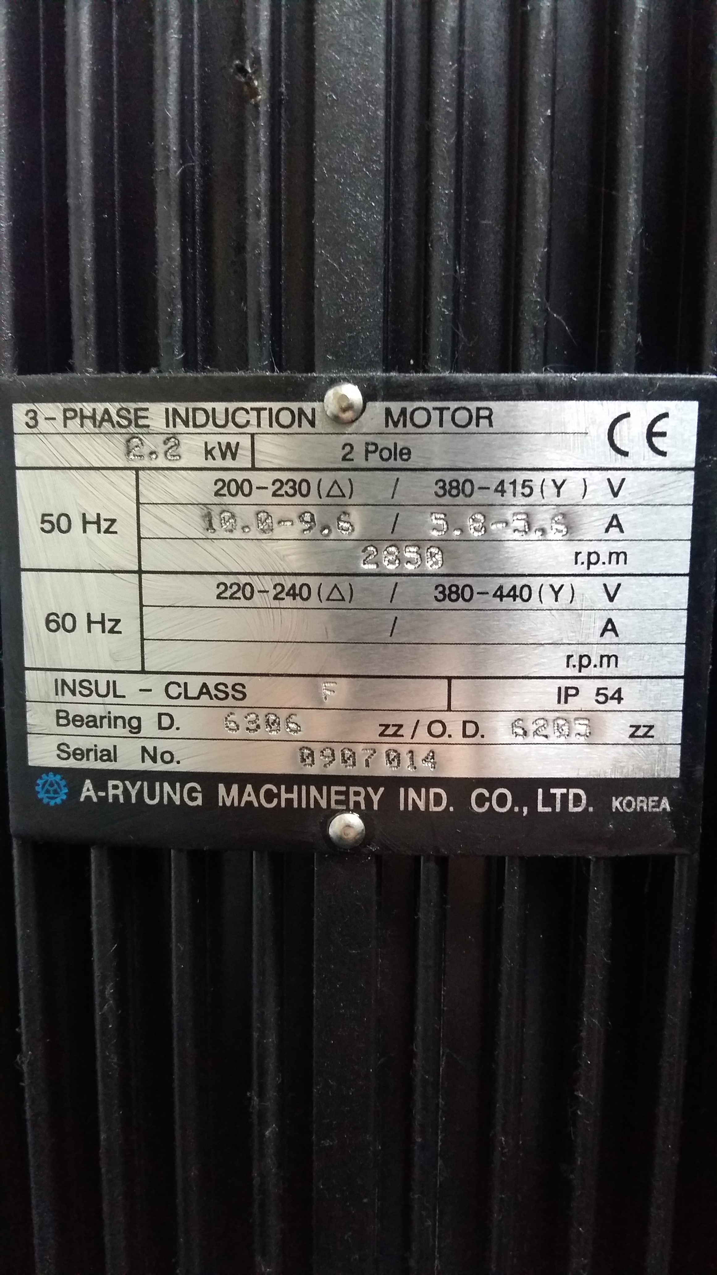 Motor for Type ACRK4-100/10, 2.2 kW, 100 L/min 