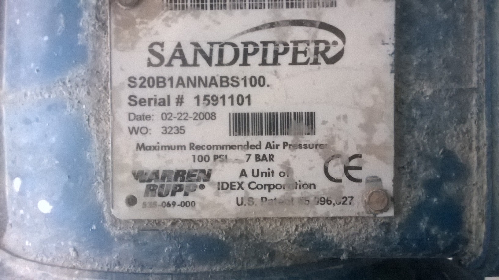 S20B1ANNABS100, SN:1591101 REPLACED BY S20B1ABBABS600 