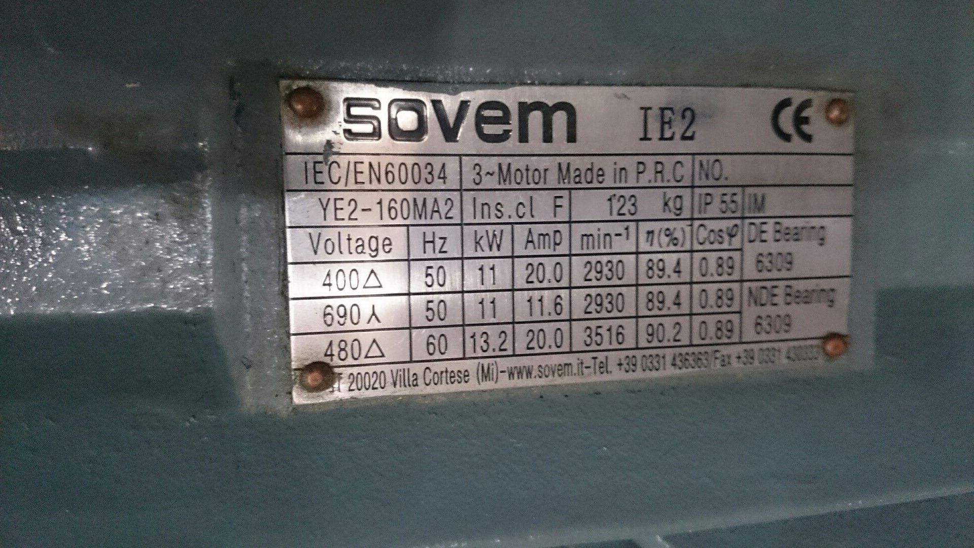 IEC/EN60034, YE2-160MA2 obsolete, replaced by Y-IE2-160MA2 