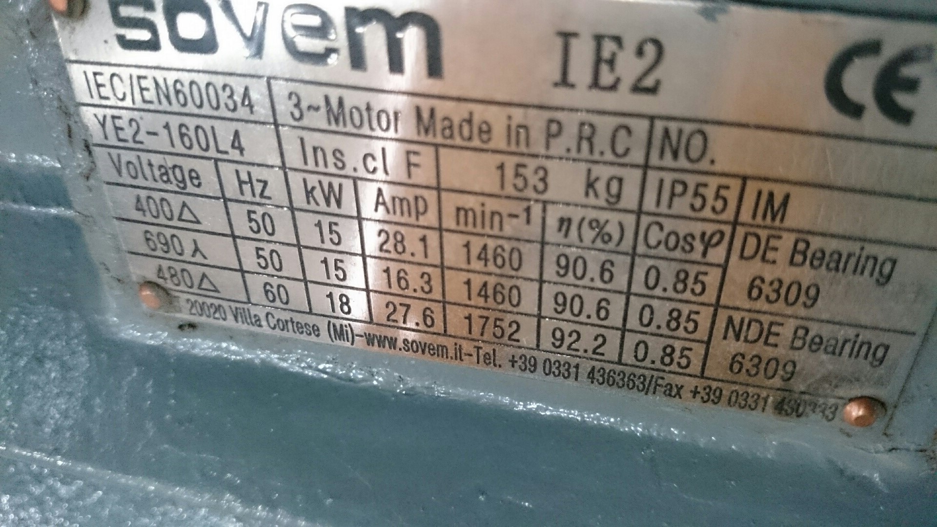 IEC/EN60034, YE2-160L4 obsolete, replaced by Y-IE2-160L4 