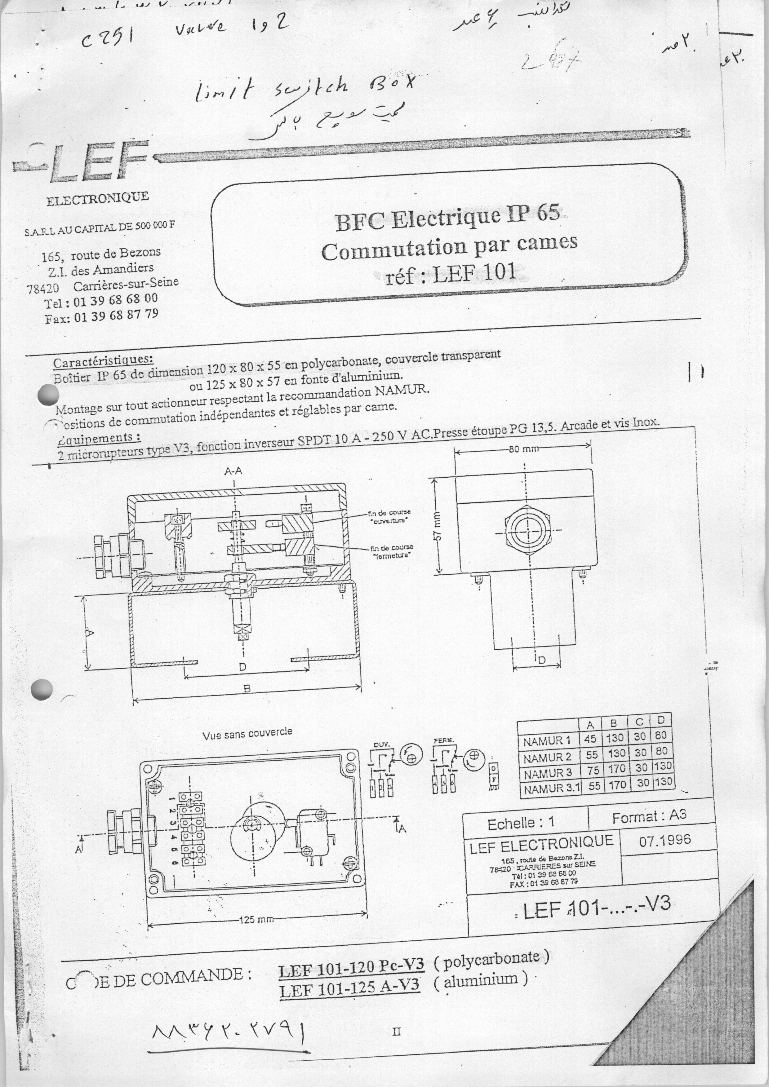LEF 102-LC2/GR. (2xV3 SPDT) 1PE = Old model: LEF 101-102 