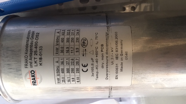 LKT 25-400-D52 K18-0133 25 kVAr 400V - obsolete , replaced by 31-10505, type LKT 25-400-DP 
