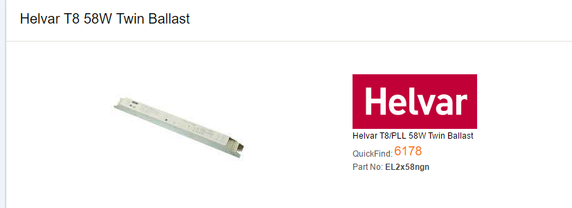 Helvar T8 58W Twin Ballast 