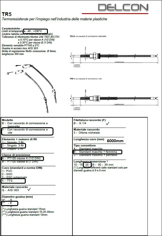 SondaTR PT100 A D.6X20mm 
