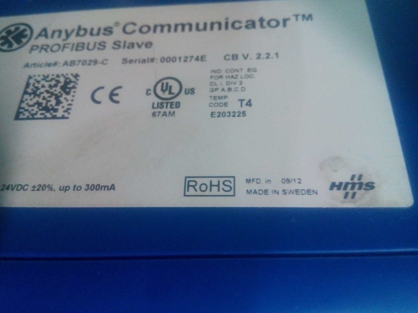 AB7029-C Serial: 0001274E CB V.2.2.1 not available,replaced by AB7000-C 