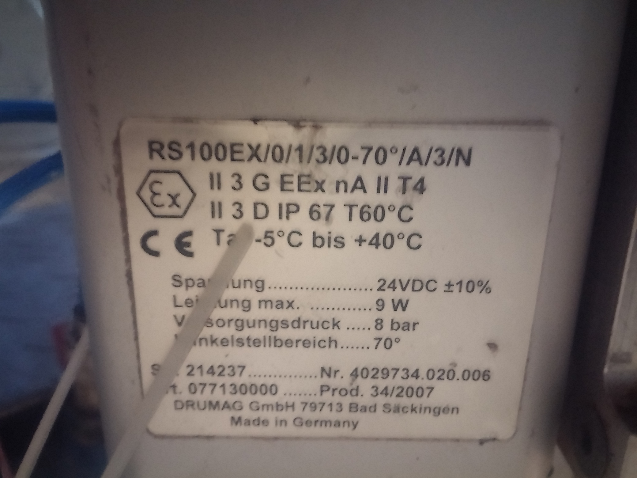 Obsolete  RS100EX/0/1/3/0-70/A/3/N replaced by RS100/0/1/3/0-70°/C/3/N