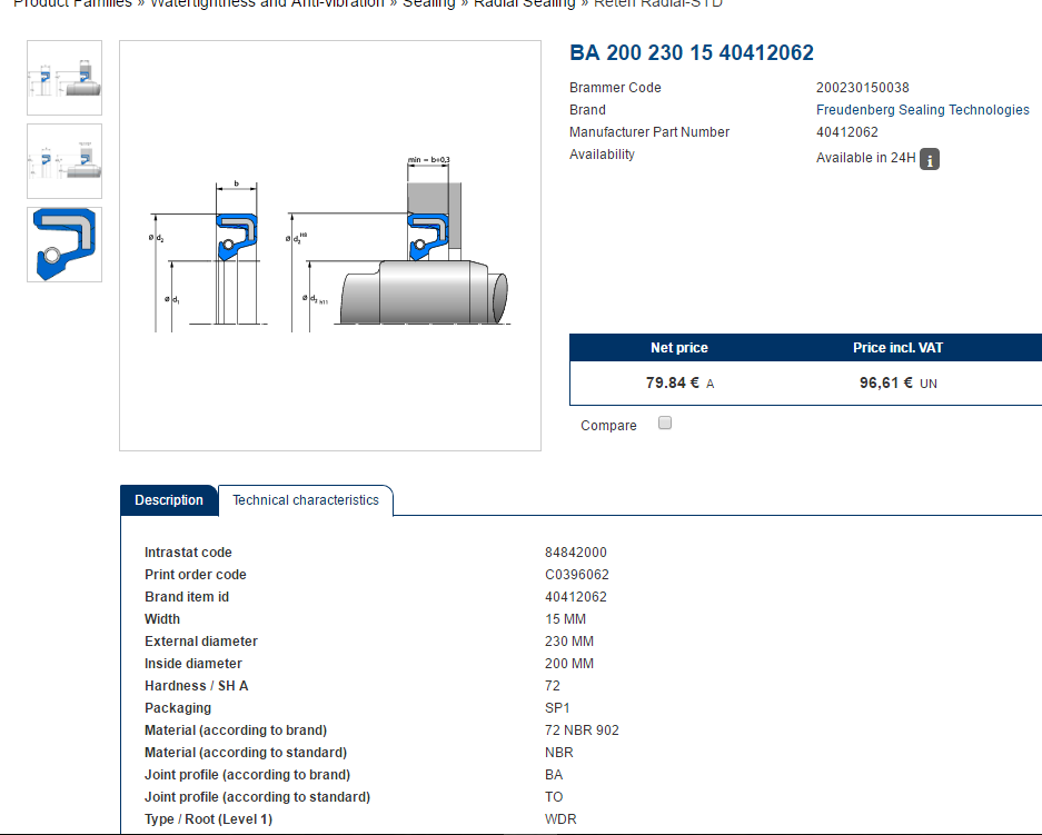 40412062 Simmerring 200X230X15 BA 