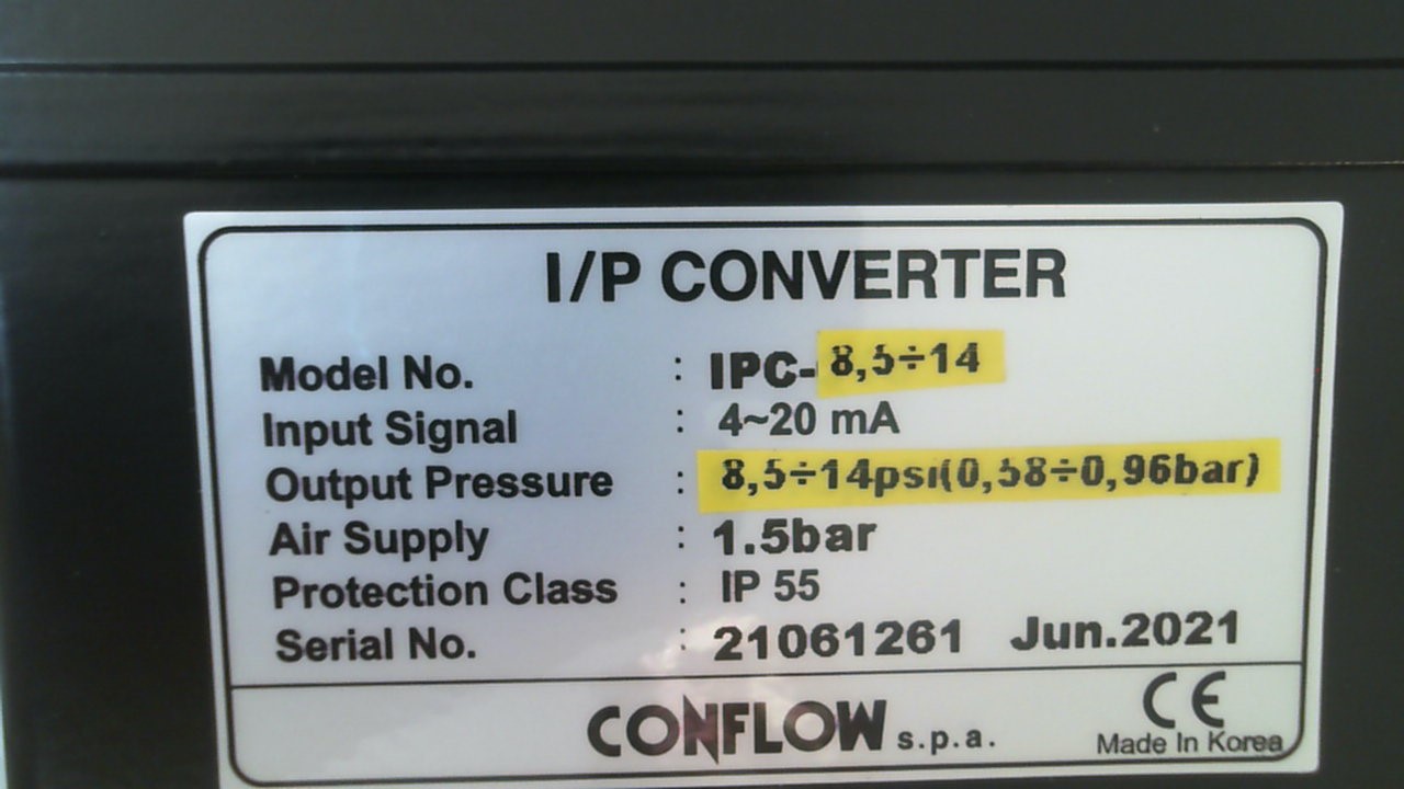 PC converter 0-18 PSI