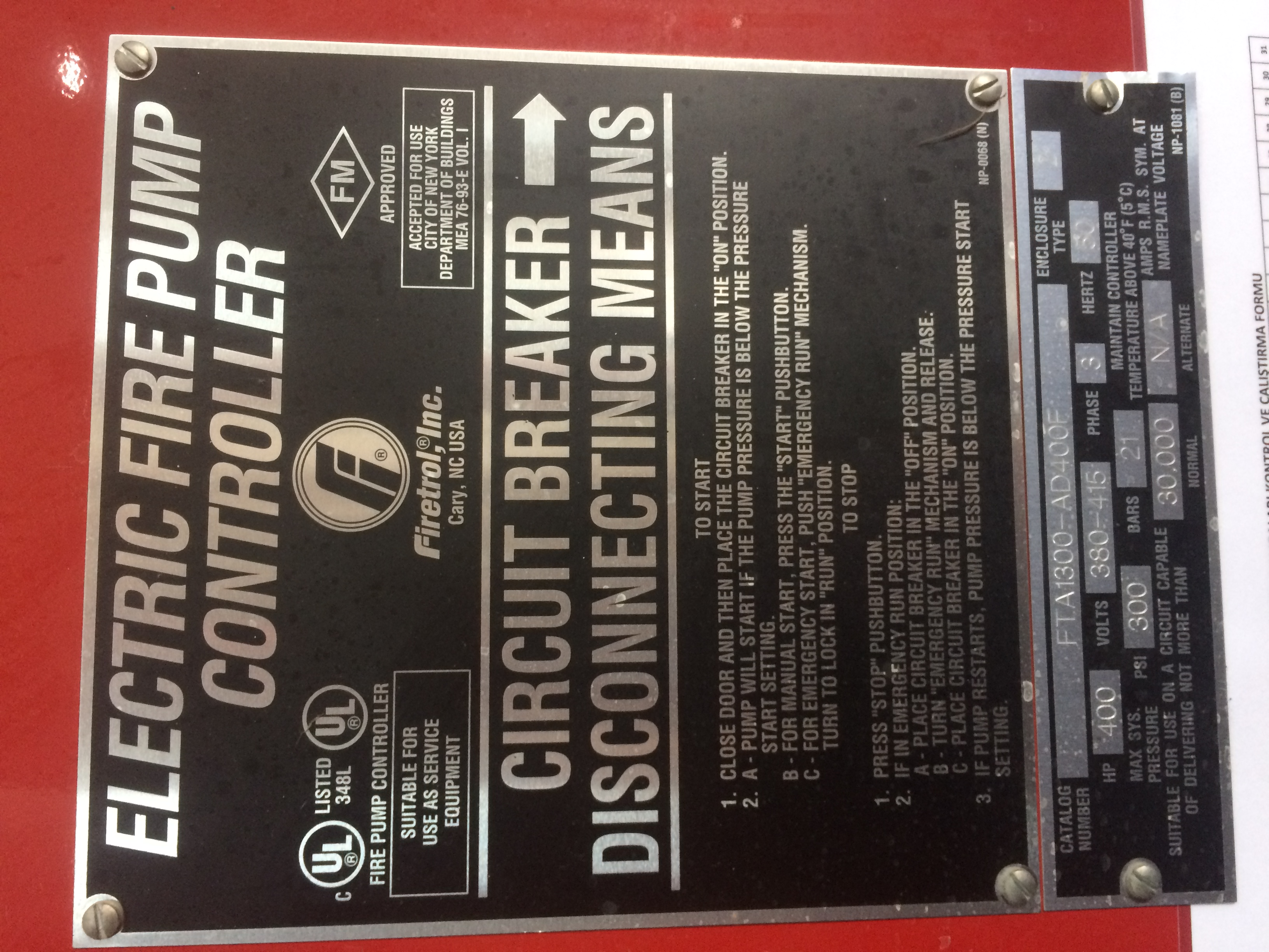 Circuit breaker for FTA1300-AD400F 