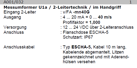 Messumformer U1a / 2-Leitertechnik / im Handgriff 