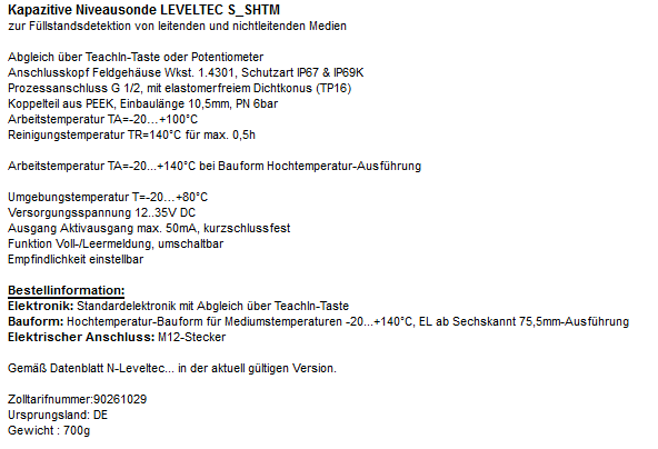  LEVELTEC S-SHTM 