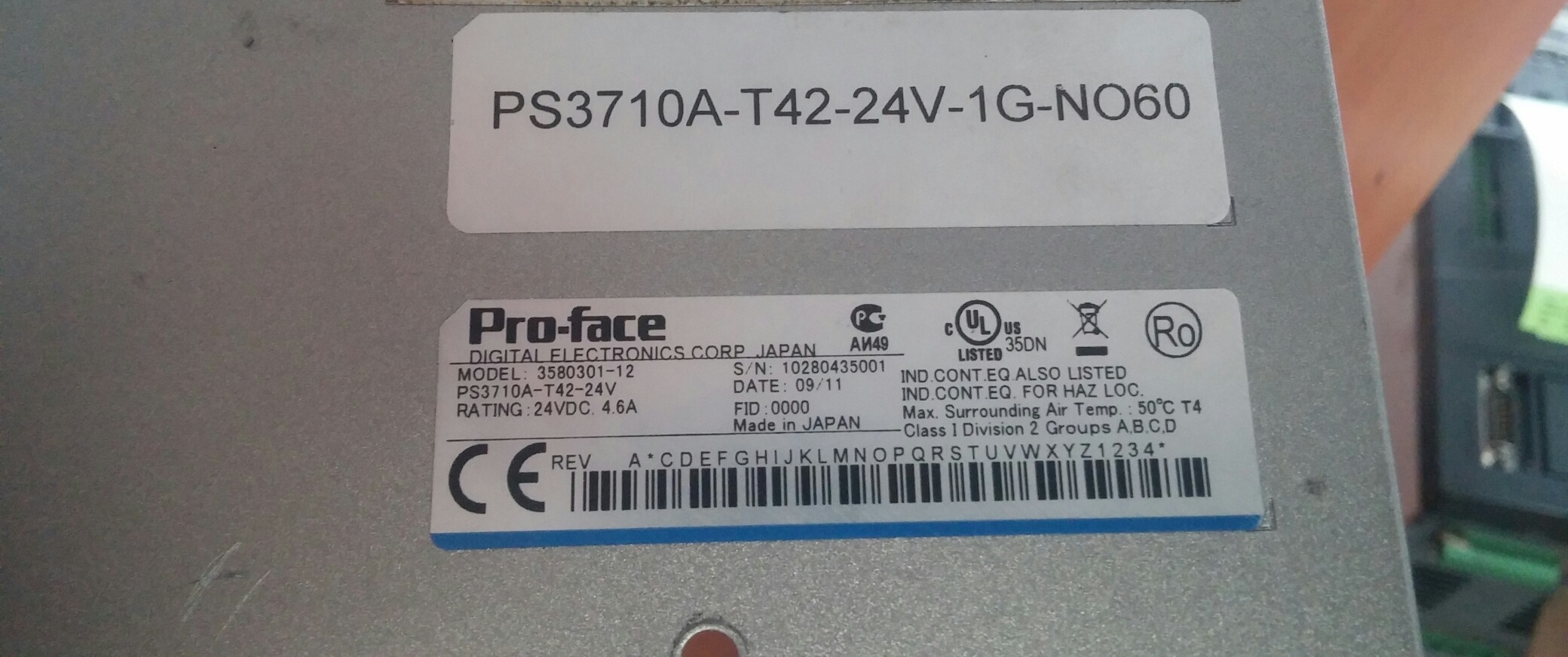 3580301-12  PS3710A-T42-24V  obsolete/ replaced by PFXPU27CCD46P0NN00 