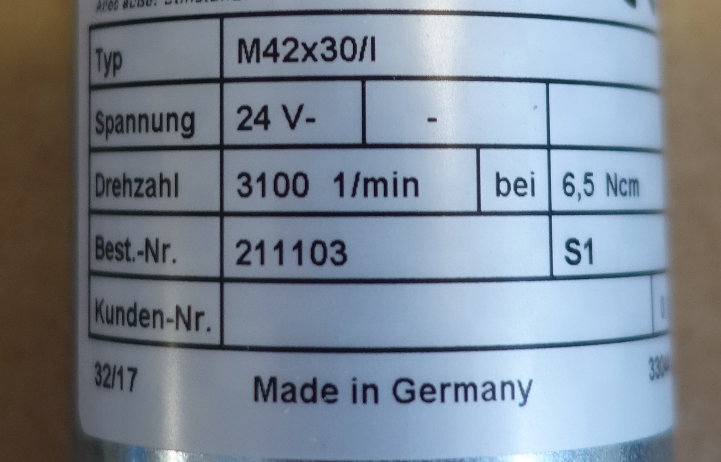 MG-GM42X30I(nom.speed 3100/min) 