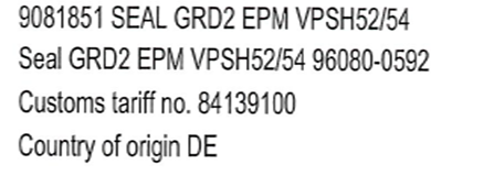 9081851 SEAL GRD2 EPM VPSH52154