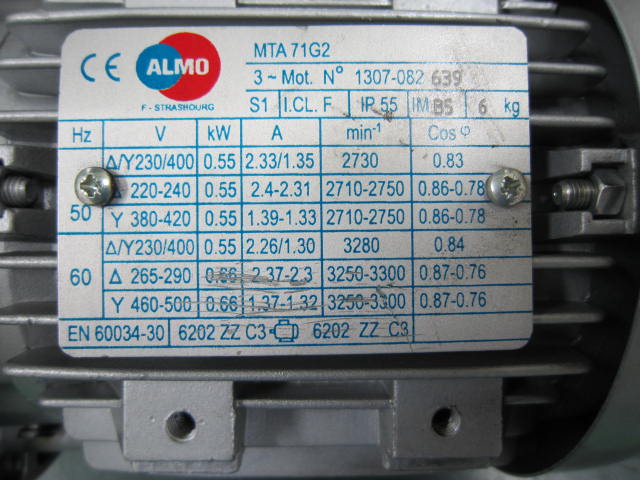 MOT.71 0,55KW 2P 230/400V 50/60HZ B5-FF130 MTA71G2