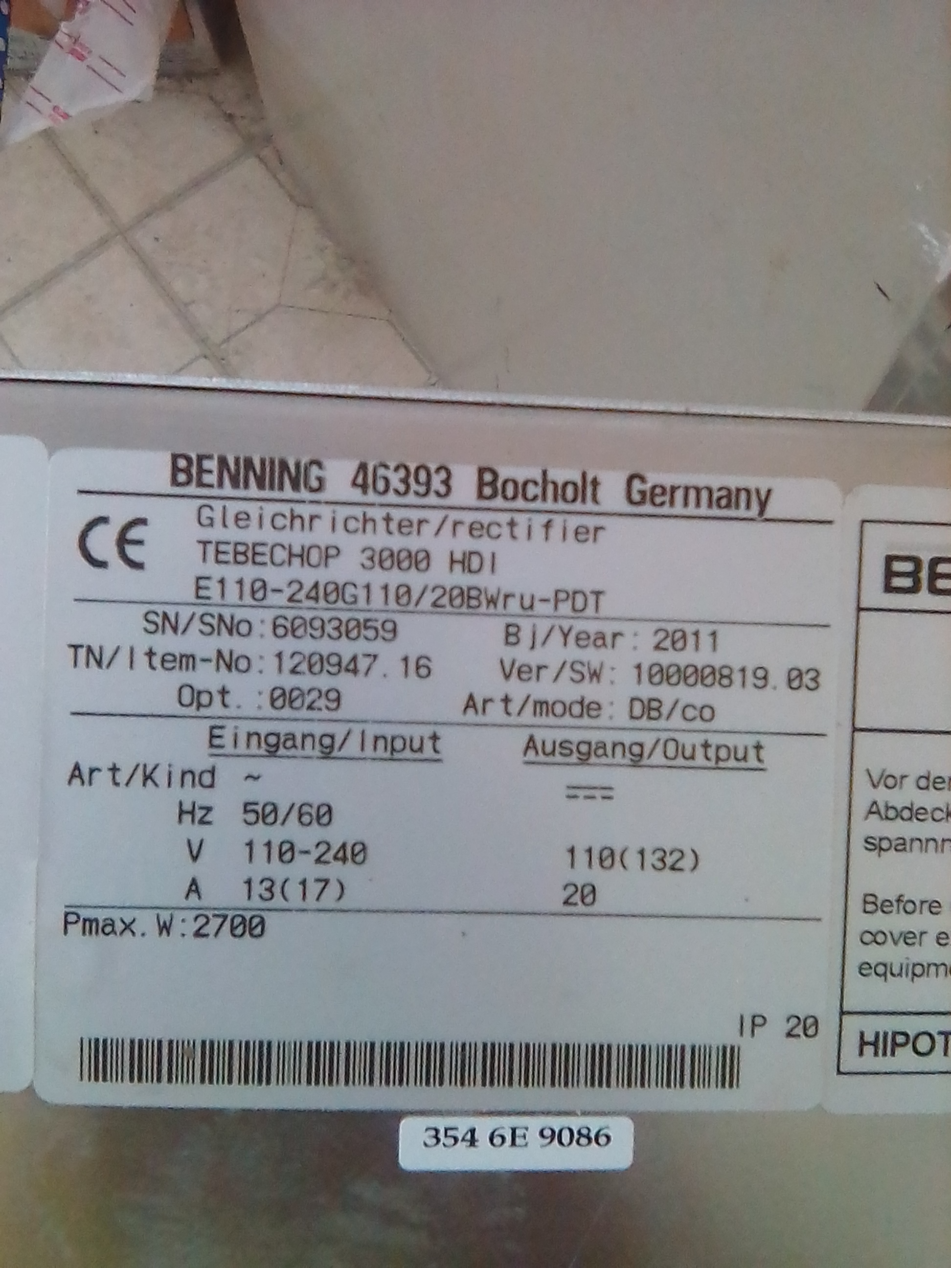 TEBECHOP 3000 HDI 110V 20A THD
