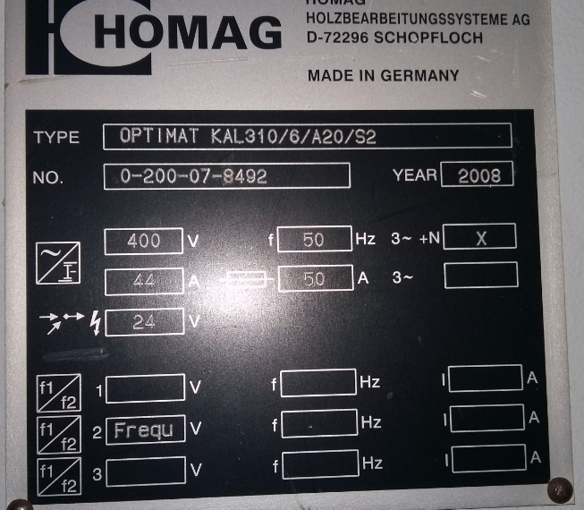 Type:OPTIMAT KAL310/6/A20/S2 