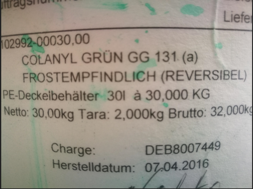 Colanyl Grün GG 131 ( a)  1 can =30kg 