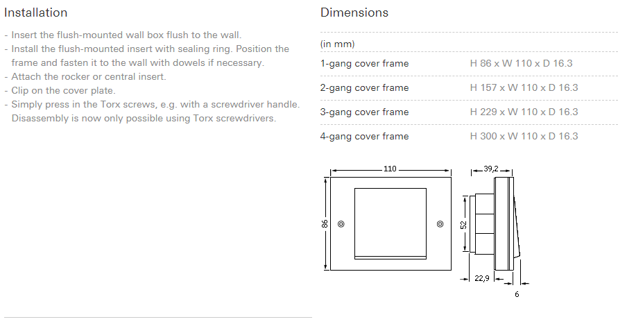 Model:TX44, 1-gang cover frame 