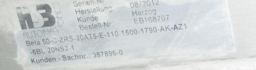 Beta 50-C-ZRS-20AT5-E-110-1500-1790-AK-AZ1-6BL-220NS2-1 