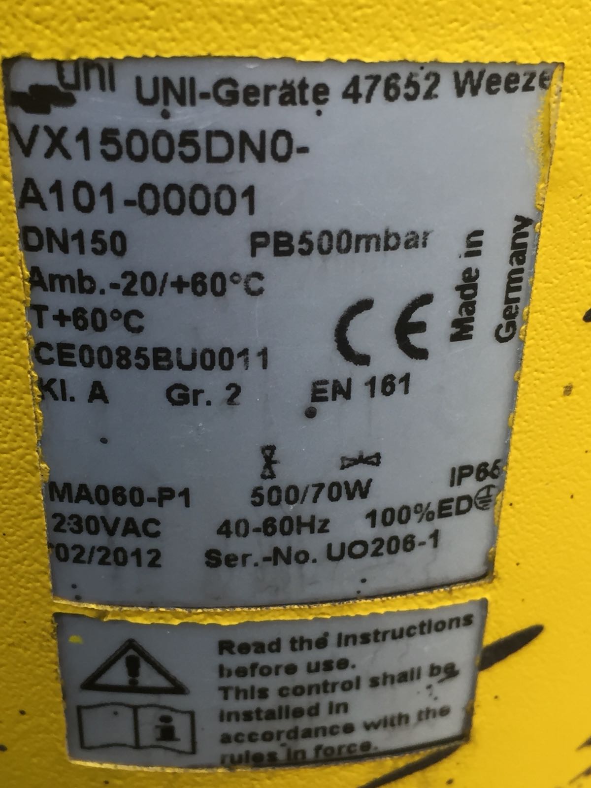 AR044116 Type: VX15005DN0-A101-00001 