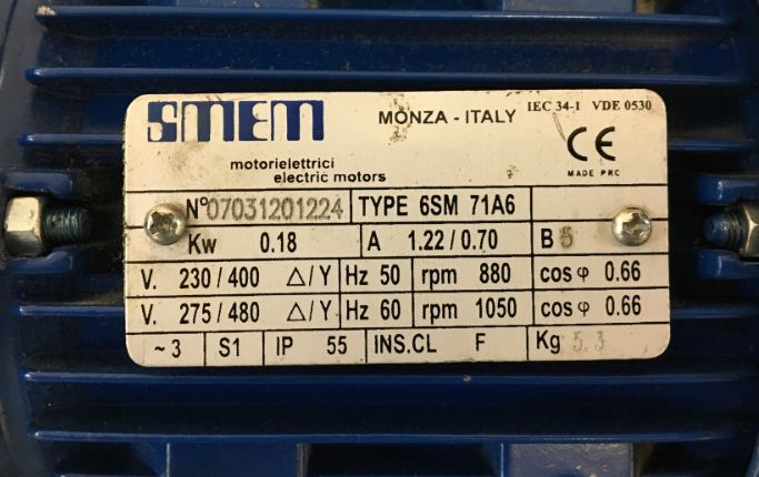 0.18KW 6P T230/400V HA71 B5 6SM71A6