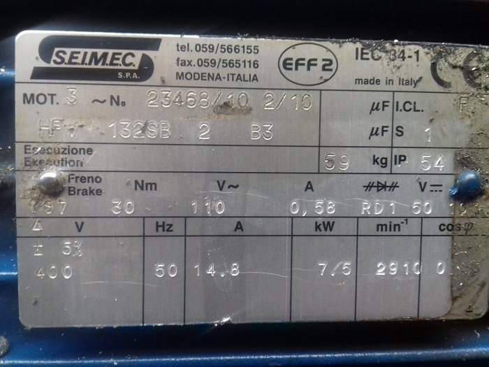 EFF2 IEC 34-1 REPLACED BY HBV 132SB 2 400-50 B3
