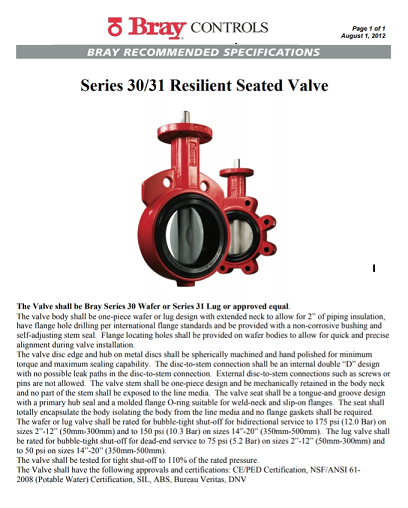 BRAY DN150  SERIES 30H VALVE