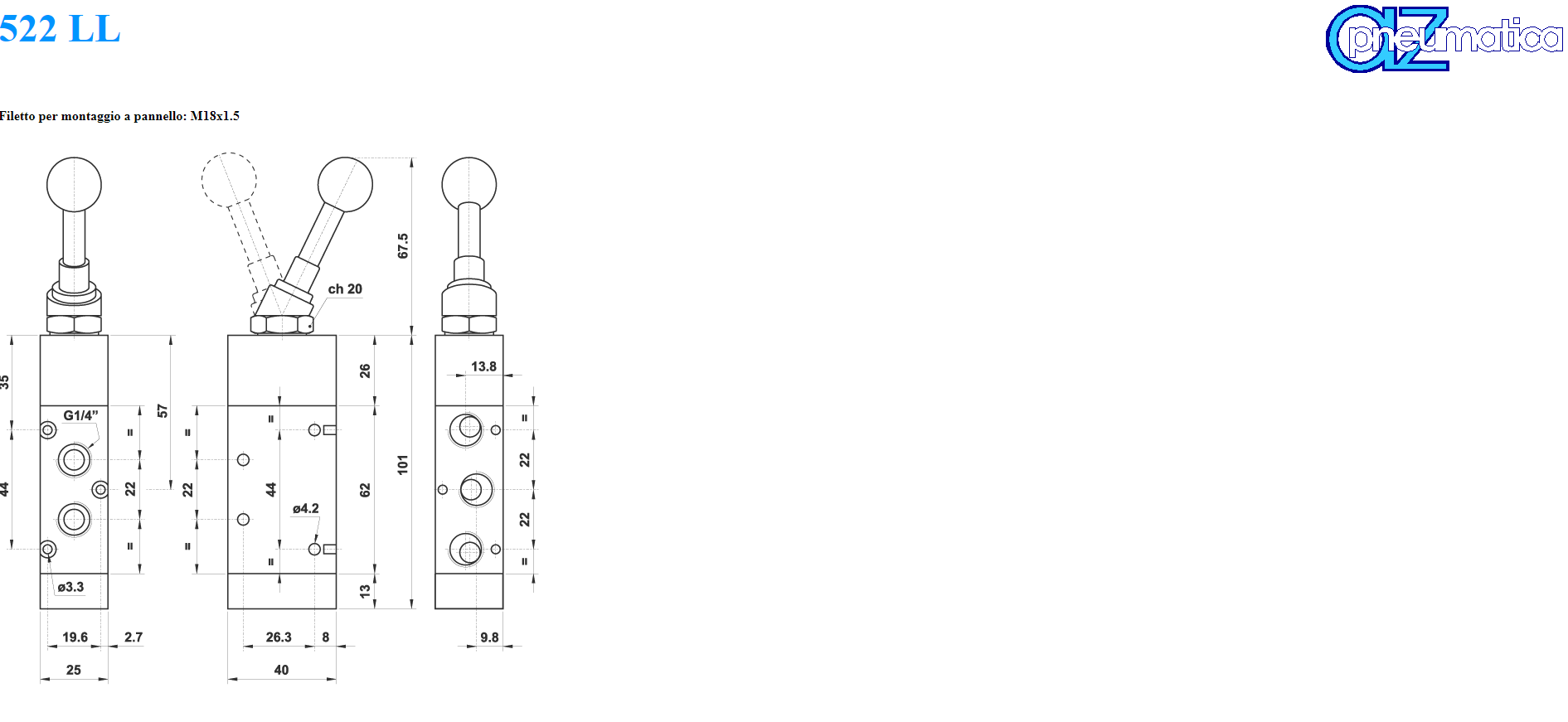 01.050.4 Type 522 LL, 1/4"