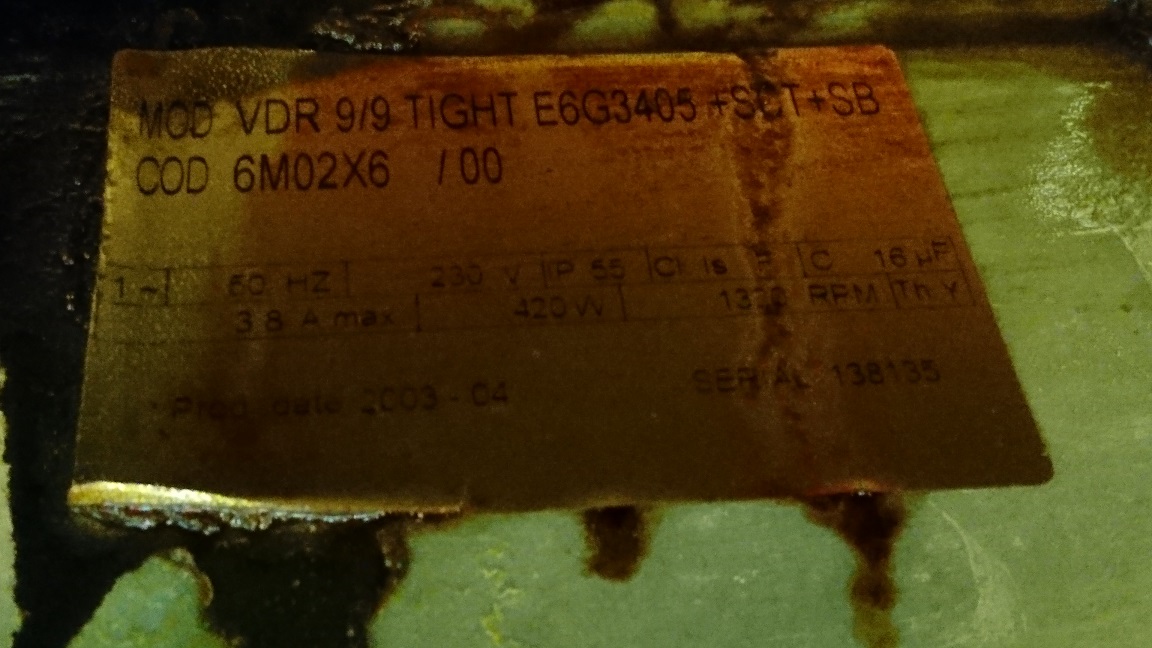 MOD VDR 9/9 Tight E6G3405 COD6M02X6 old model, new model 6N02249