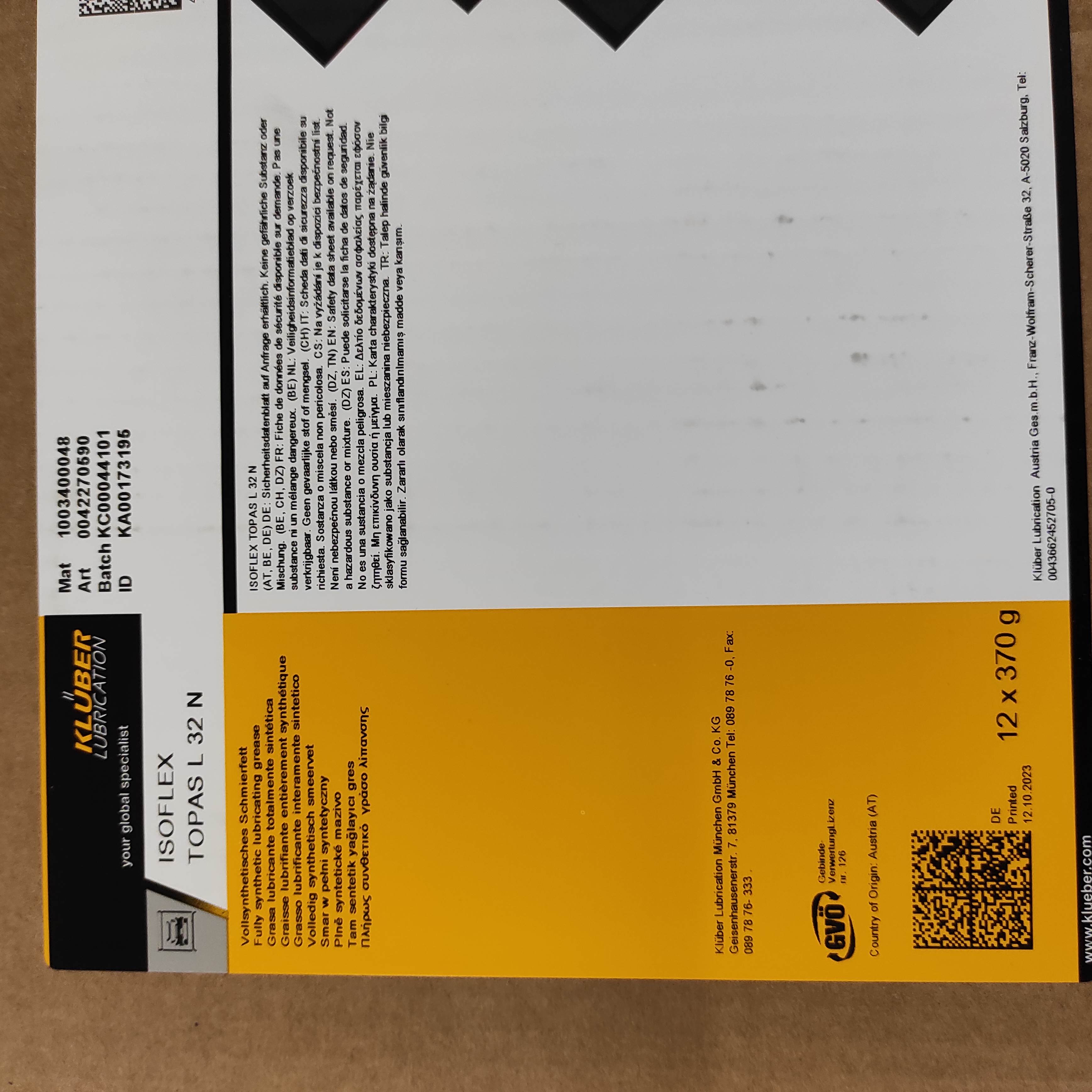 Isoflex Topas L 32 N-370 g