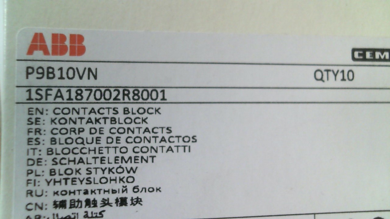 P/N: 187002, Type: P9B10VN