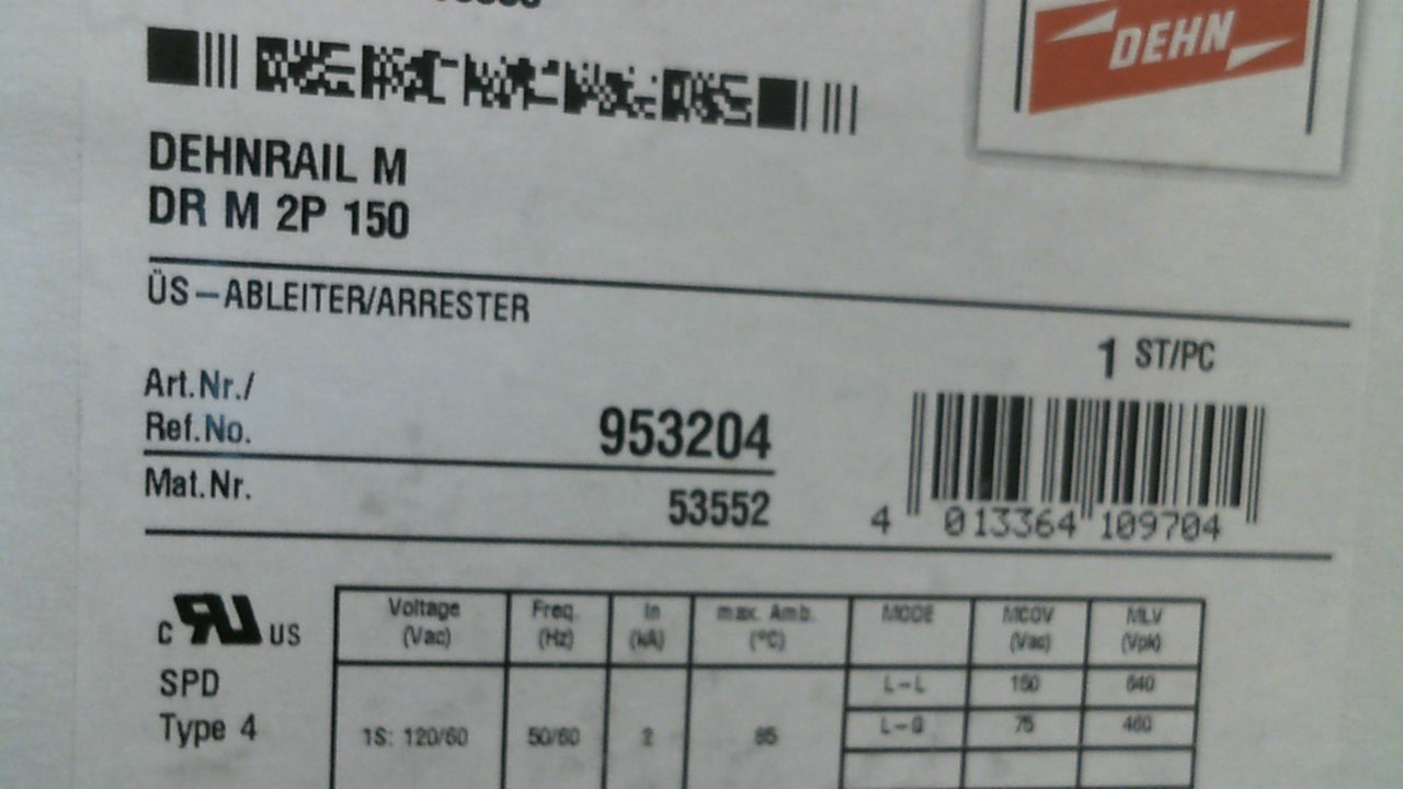 P/N: 953204 Type: DR M 2P 150