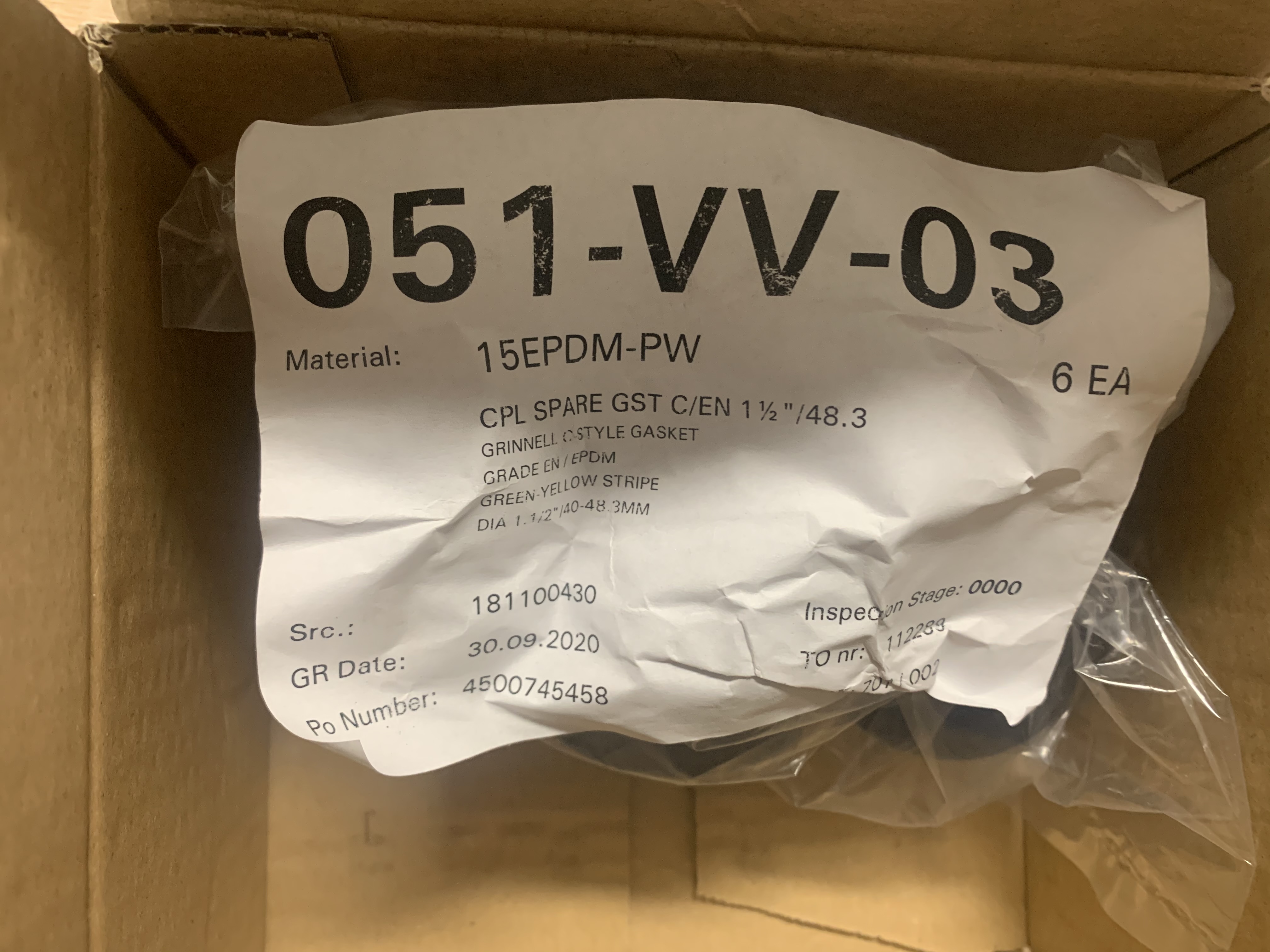 C-TYP Seal Gasket E /EPDMDA 1.1/2" / 40 - 48.3MM