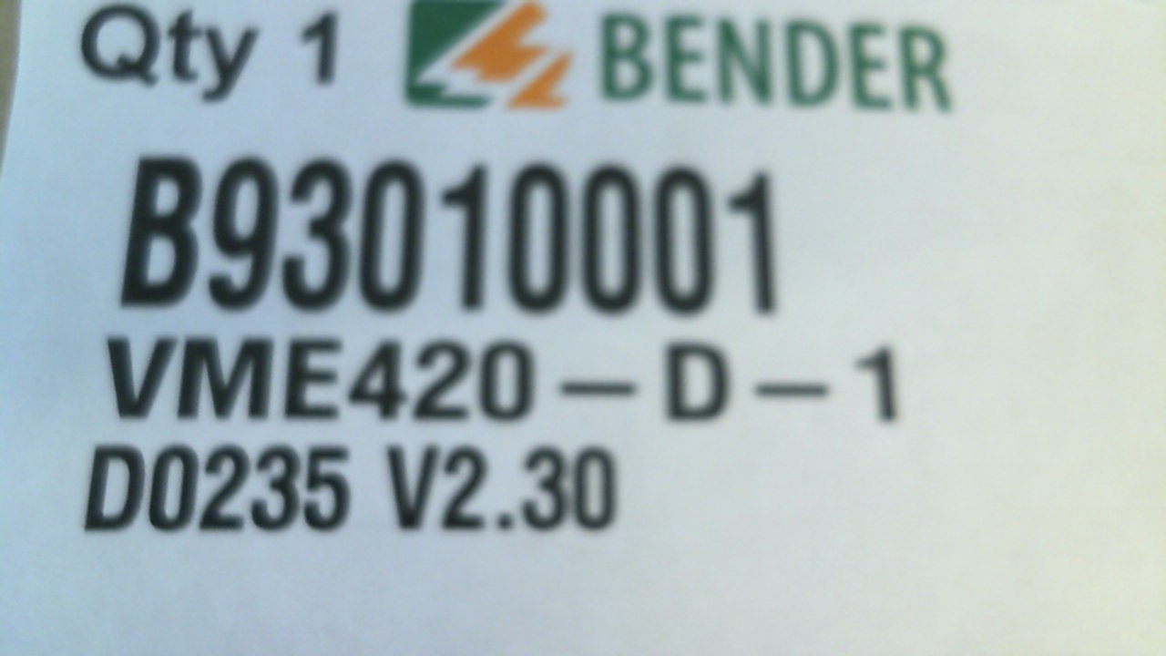 p/n: B93010001, Type: VME420-D-1   