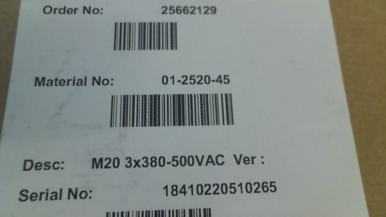 P/N: 01-2520-45 Type: M20 3x380-500VAC CG
