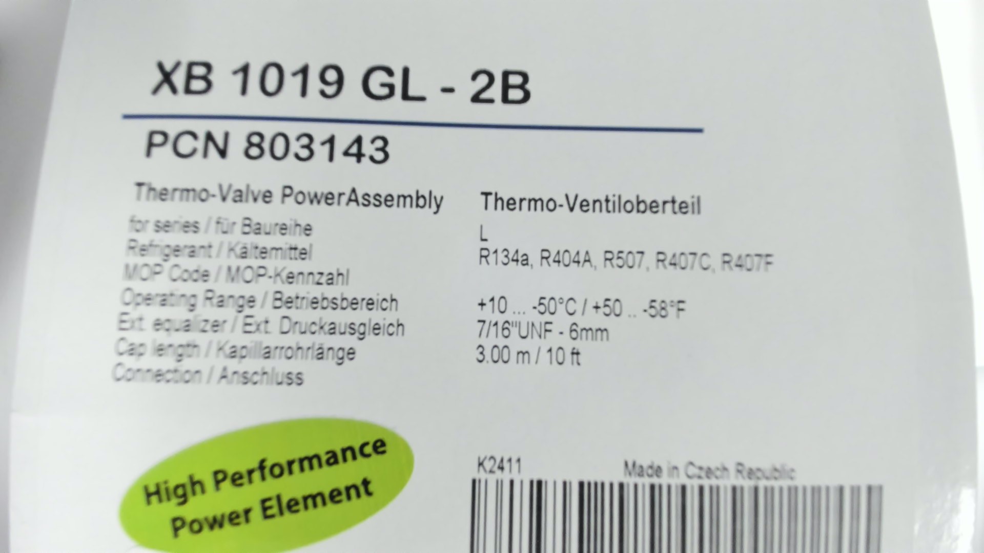 p/n: 803143, Type: XB1019-GL-2B