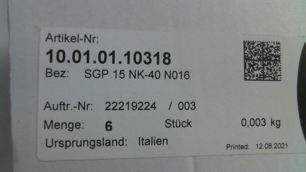 10.01.01.10318 / SGP 15 NK-40 N016