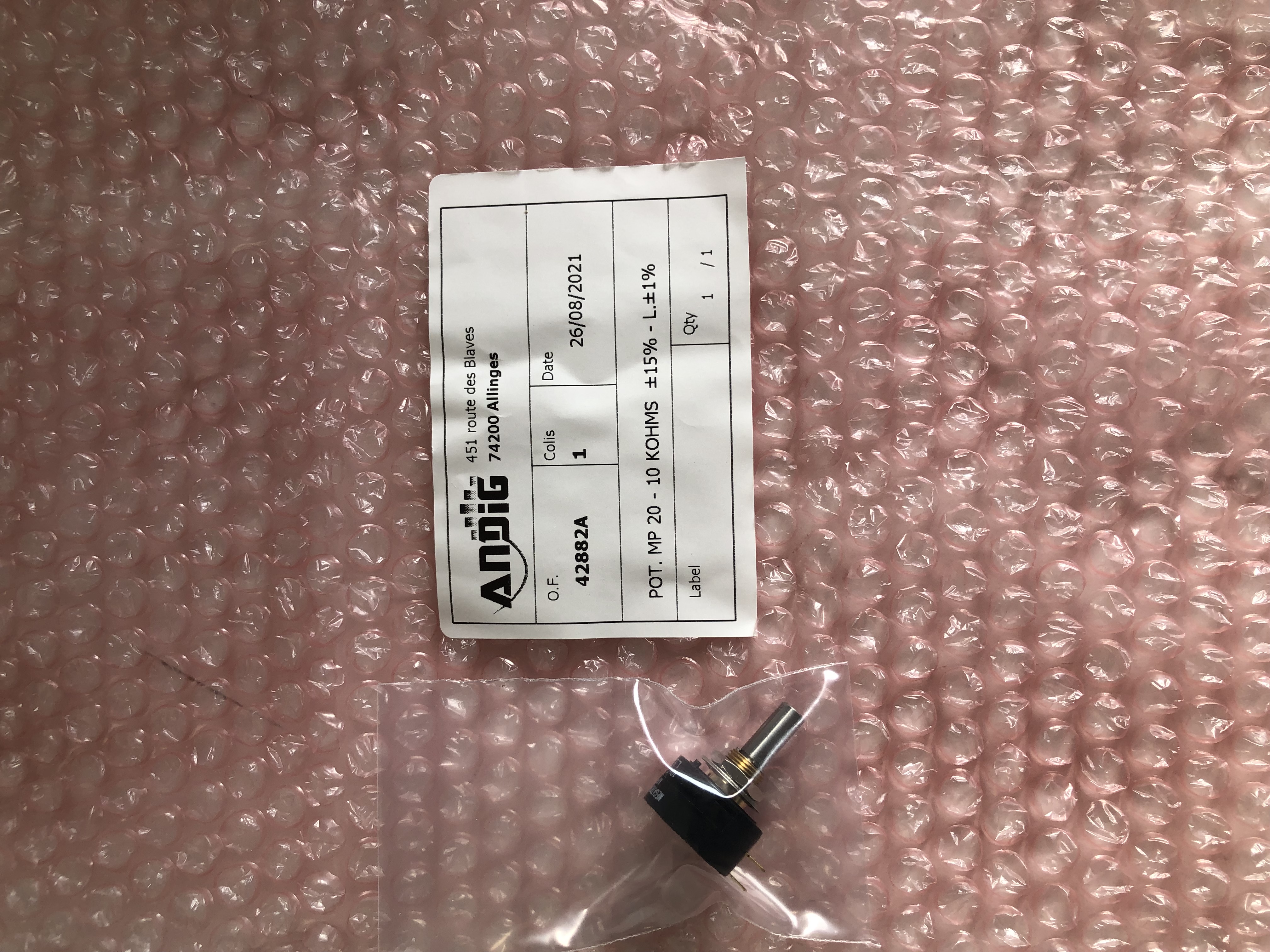 POT. MP 20 - 1 KOHMS +/-15% - L.+/-1%
