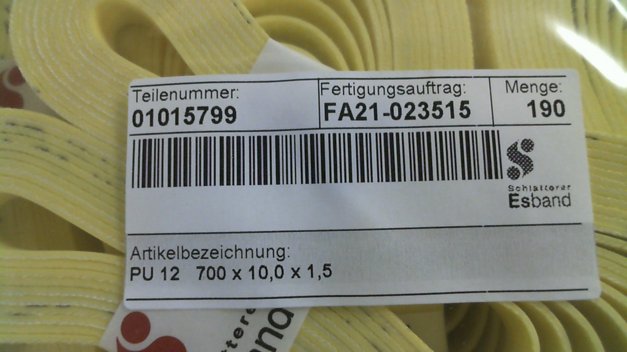 Typ: PU 12 (700 X 10,0 X 1,5 mm)