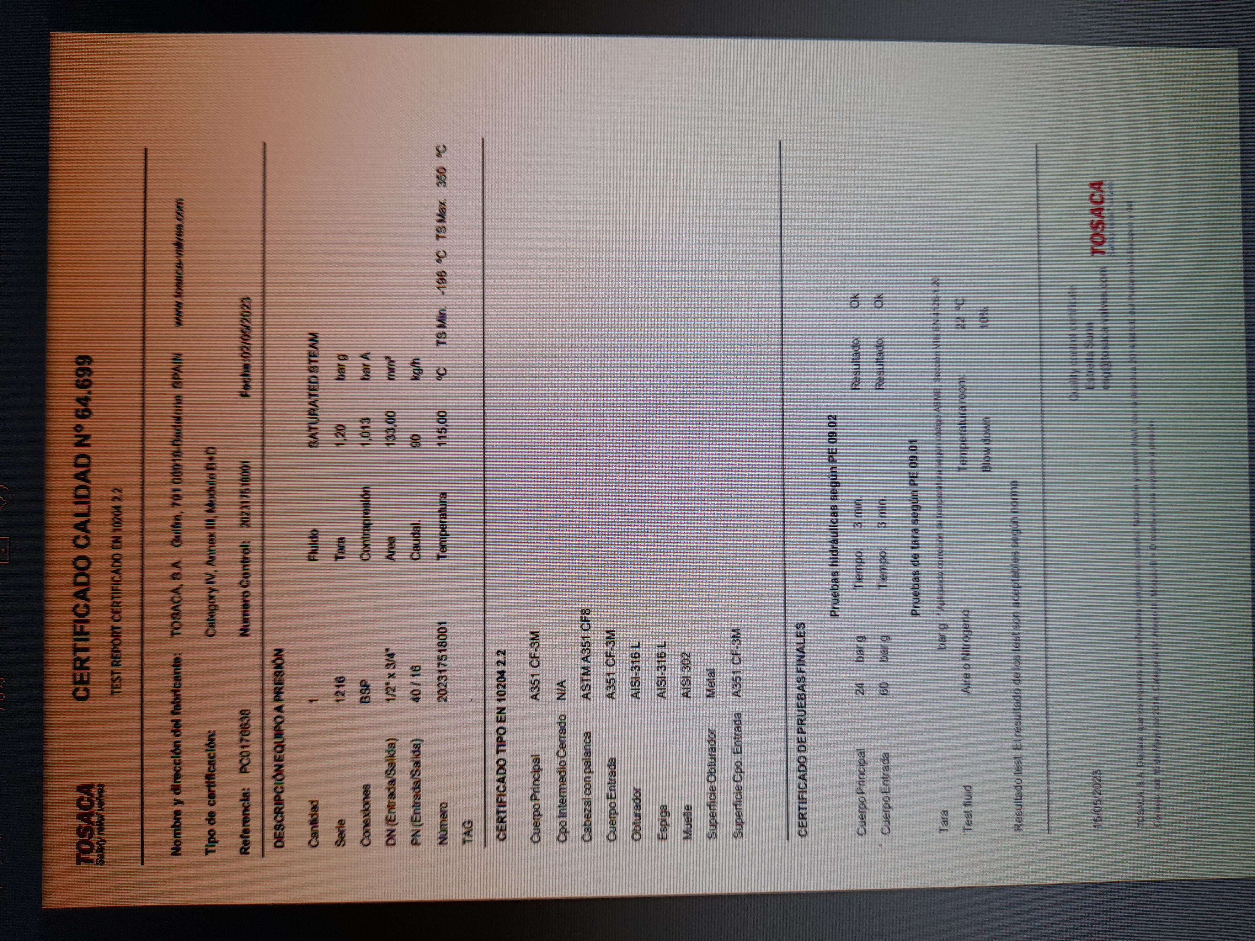 QUALITY CERTIFICATE 3.1