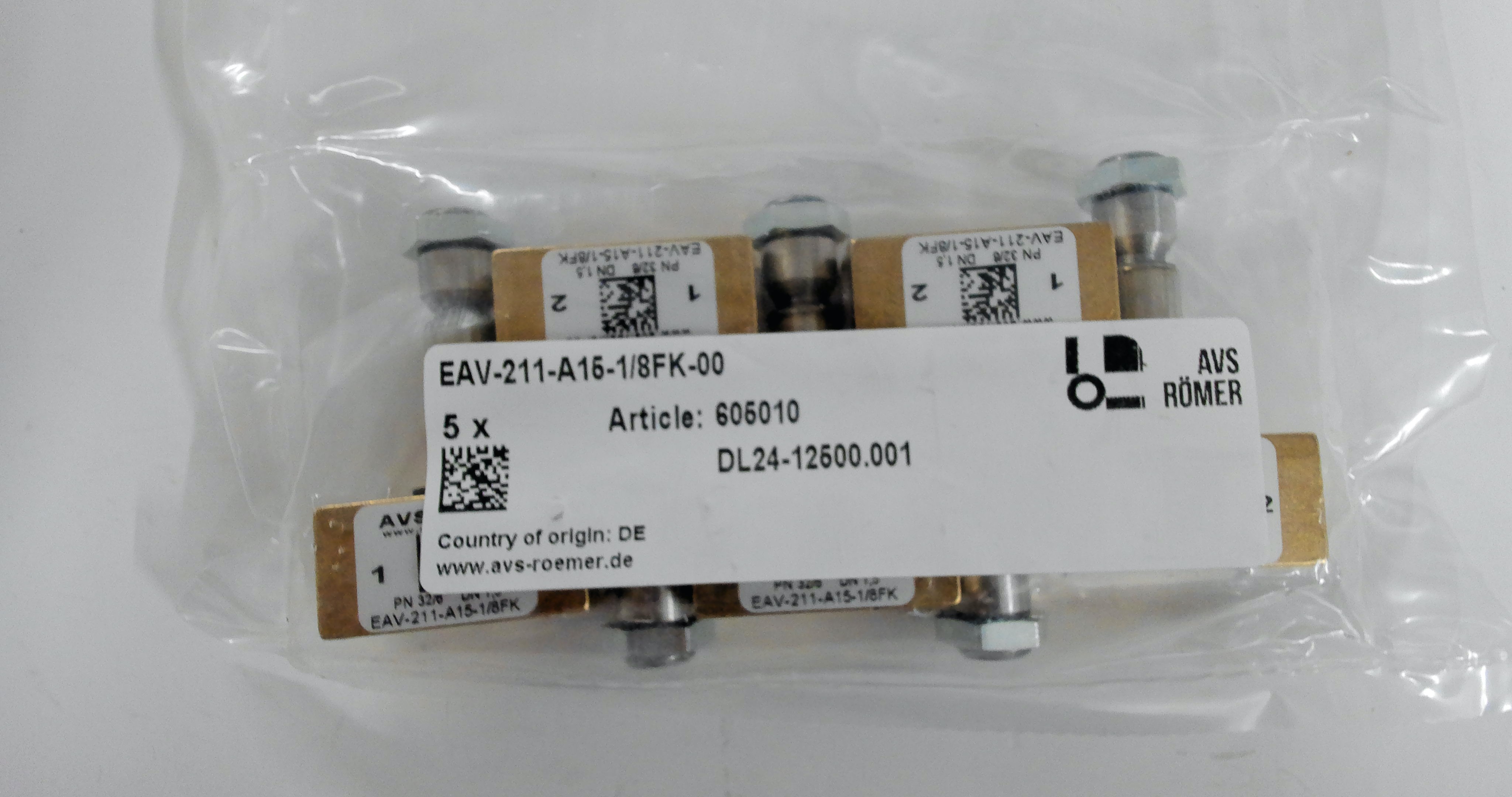 P/N: 605010 Type: EAV-211-A15-1/8FK-00