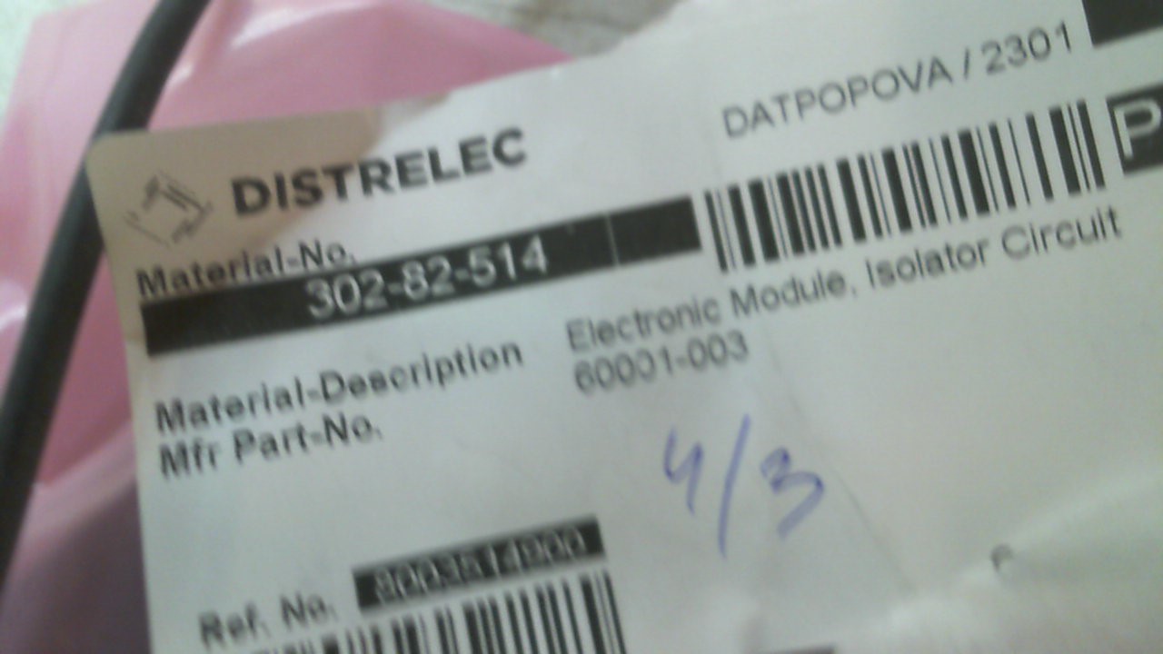 P/N: 60001-003, Type: EM-DR1-IC-5-TB-28V/V