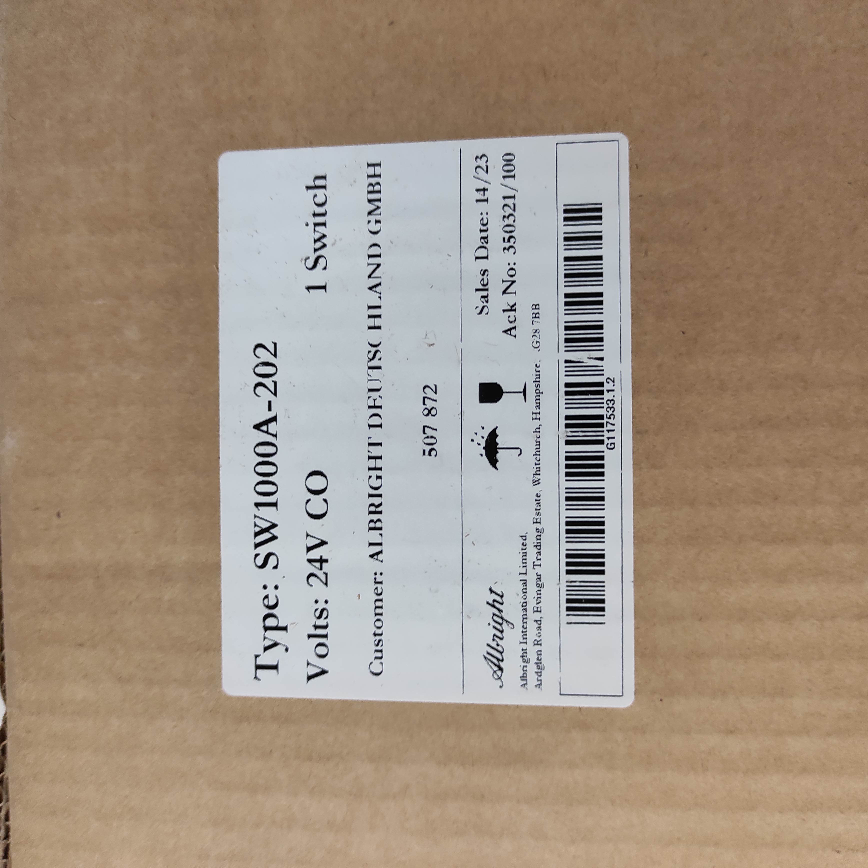 507872 / Type: SW 1000 A-202 24V CO