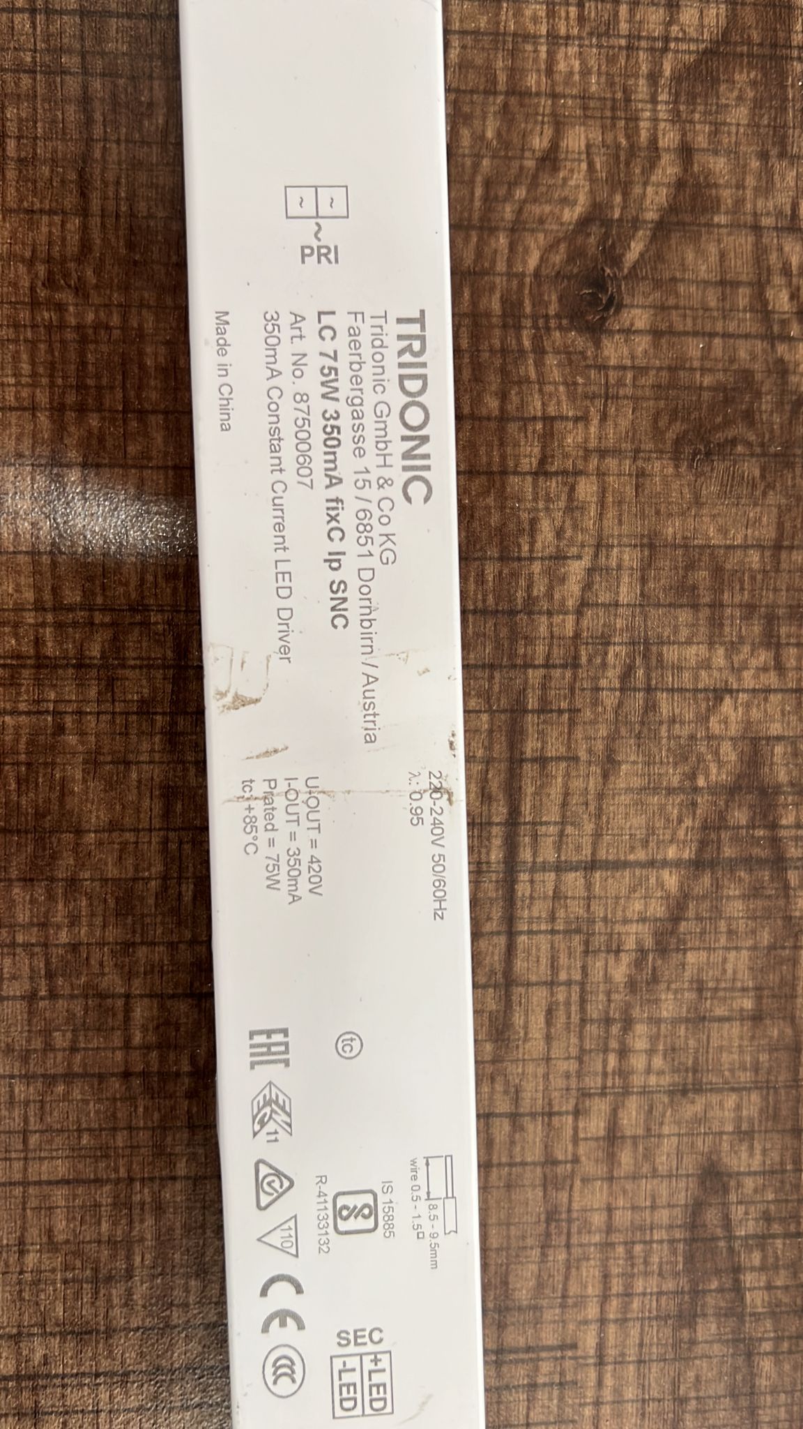 P/N: 87500607, Type: LC 75W 350MA FIXC LP SNC
