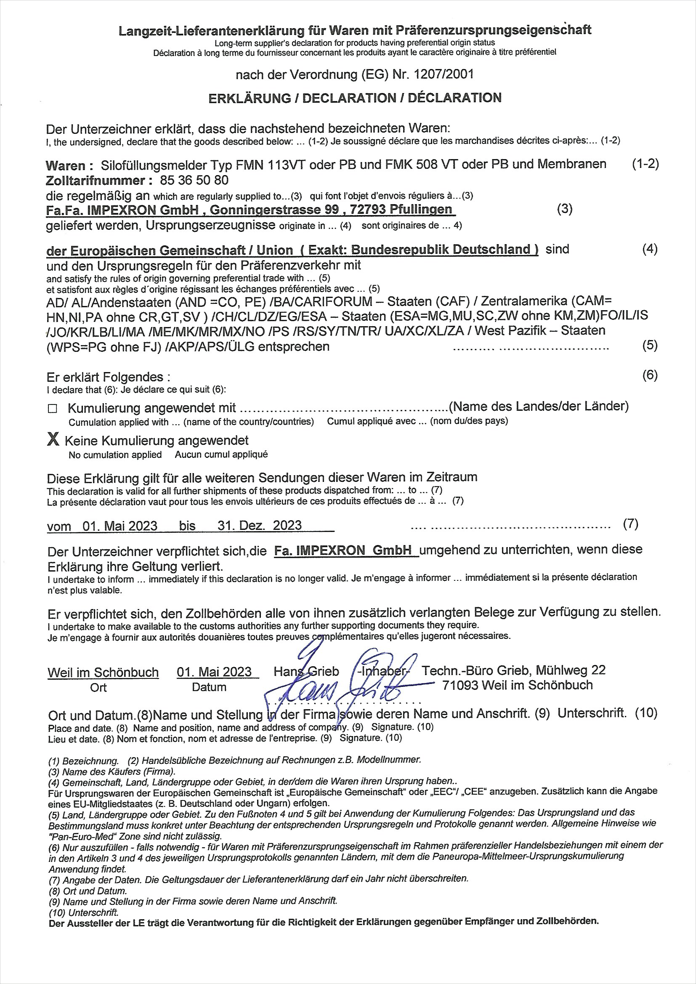 Certificate Of Origin